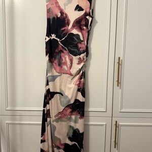 ASOS Pink and Black Floral Maxi Dress